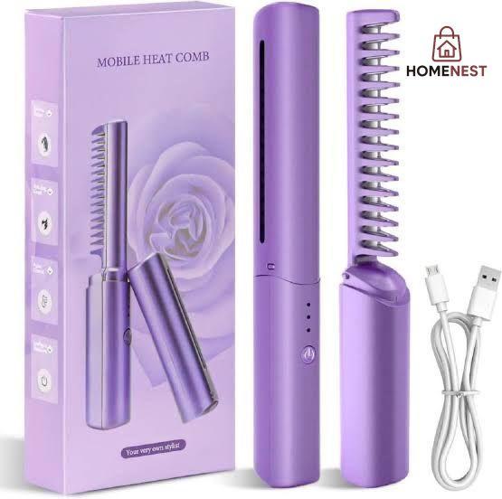 Cordless/Wireless Rechargeable Travel Comb Hair Straightener