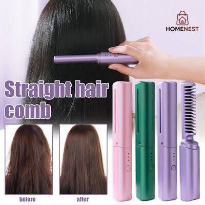 Cordless/Wireless Rechargeable Travel Comb Hair Straightener