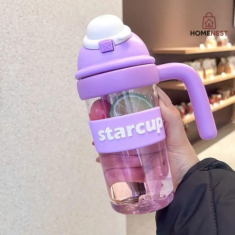 Tumbler Leakproof Water Cup, With Handle And Straw