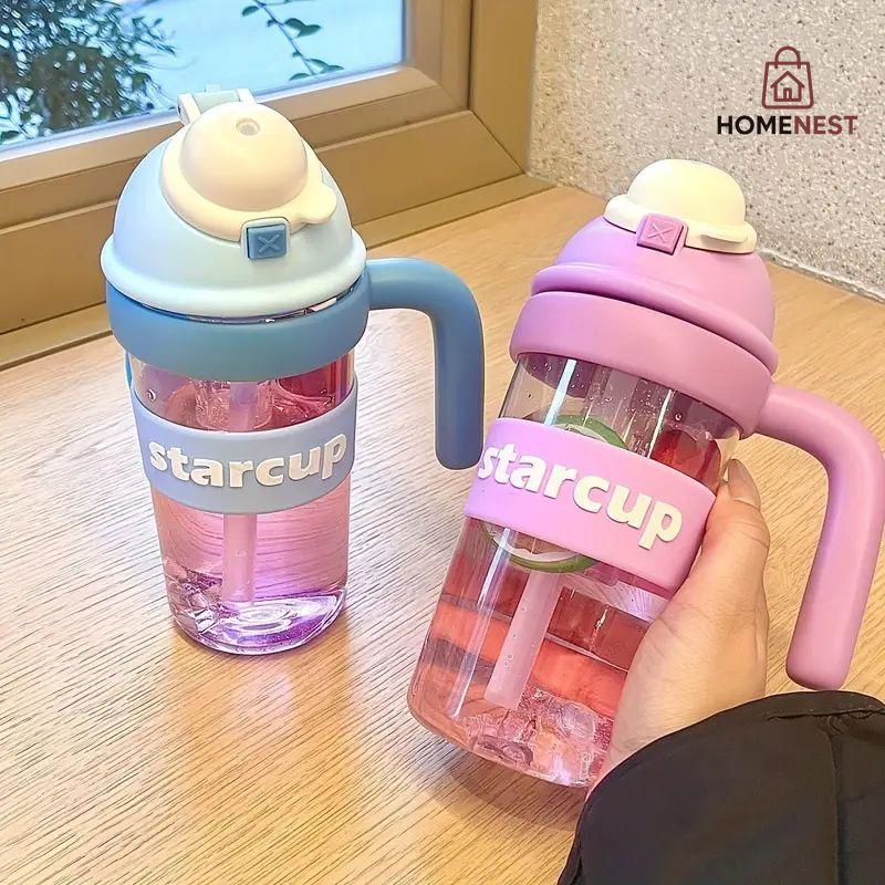 Tumbler Leakproof Water Cup, With Handle And Straw