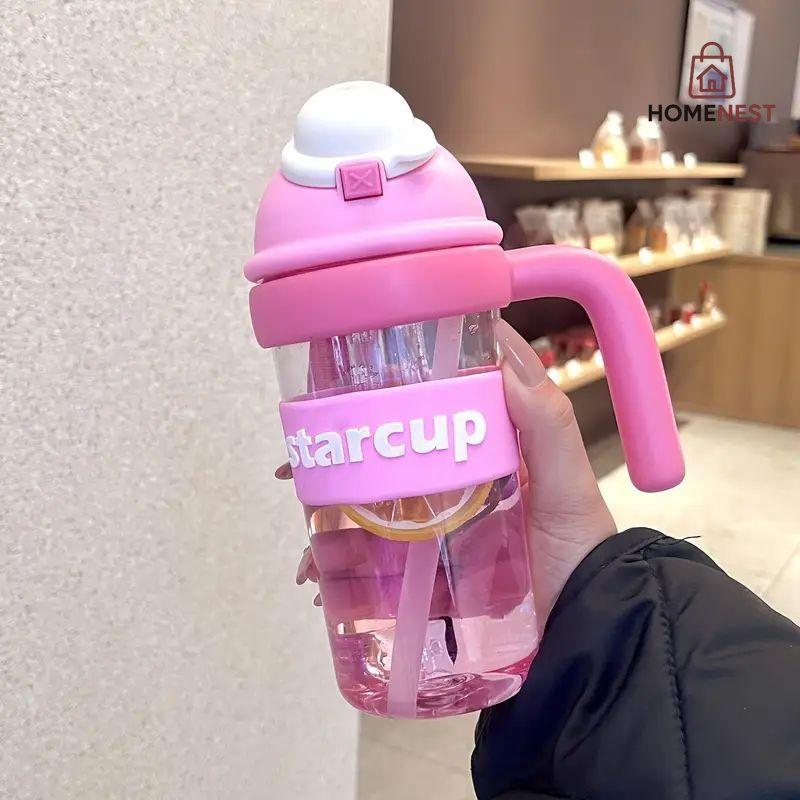 Tumbler Leakproof Water Cup, With Handle And Straw