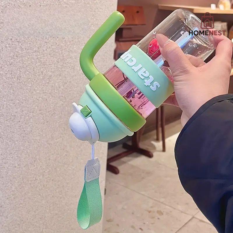 Tumbler Leakproof Water Cup, With Handle And Straw