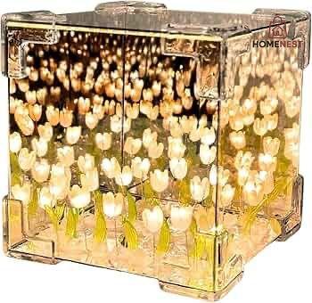 Artificial Tulips in Crystal Box