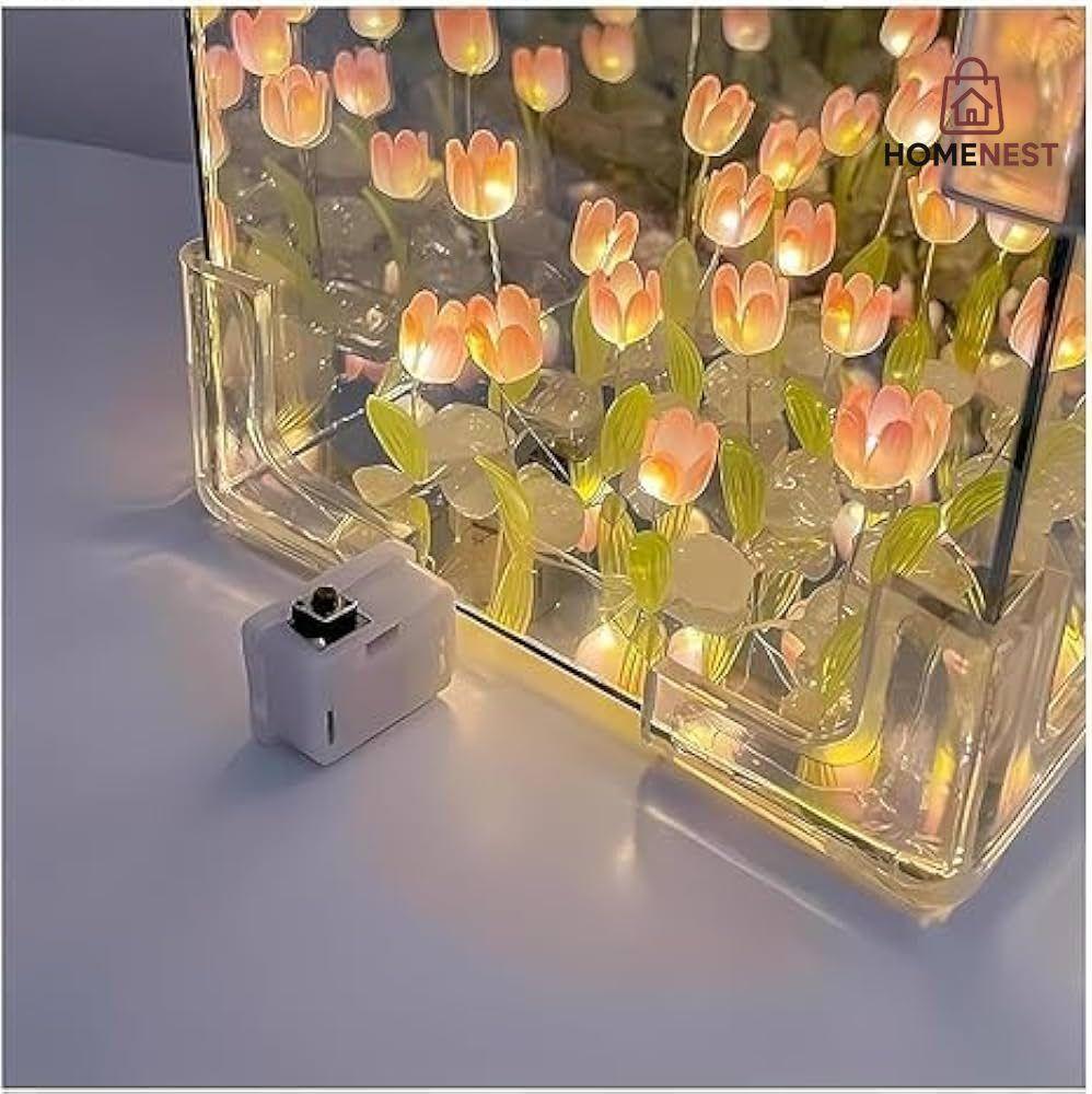Artificial Tulips in Crystal Box