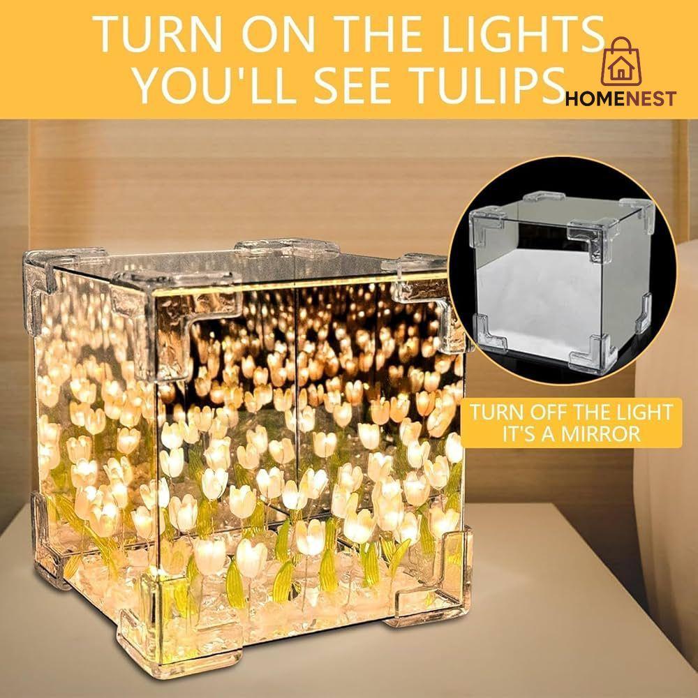 Artificial Tulips in Crystal Box