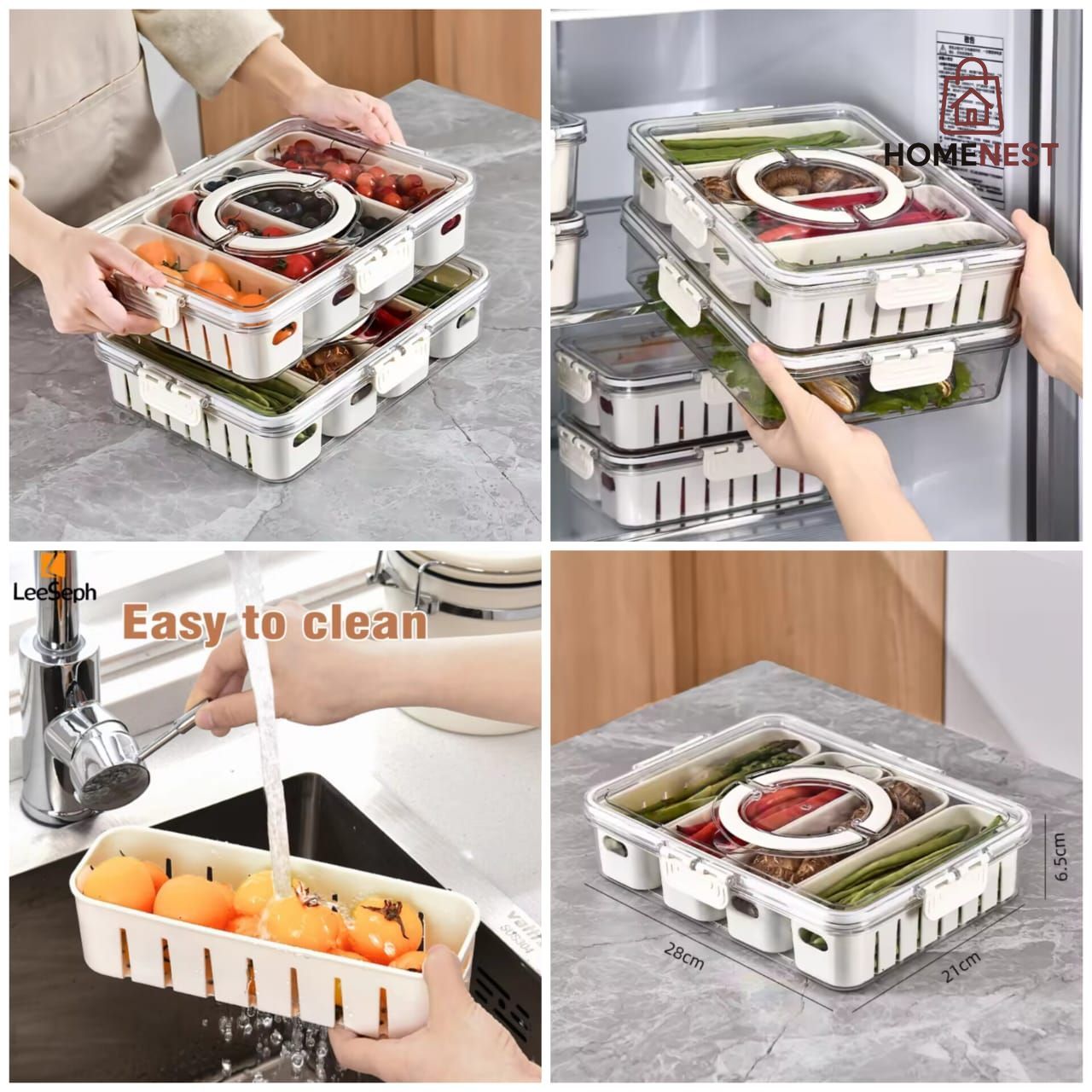 Acrylic 4 Grid Storage Box