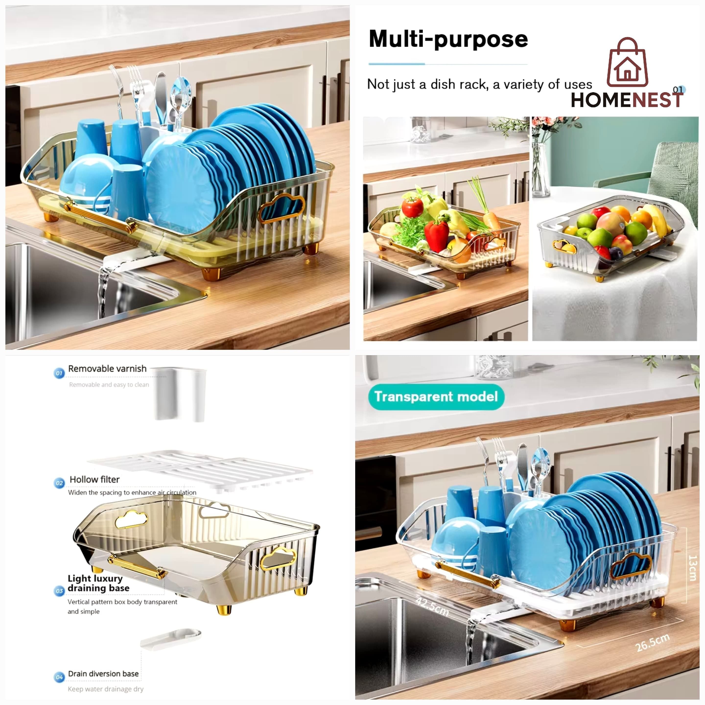 Acrylic Luxury Dish Drain Rack