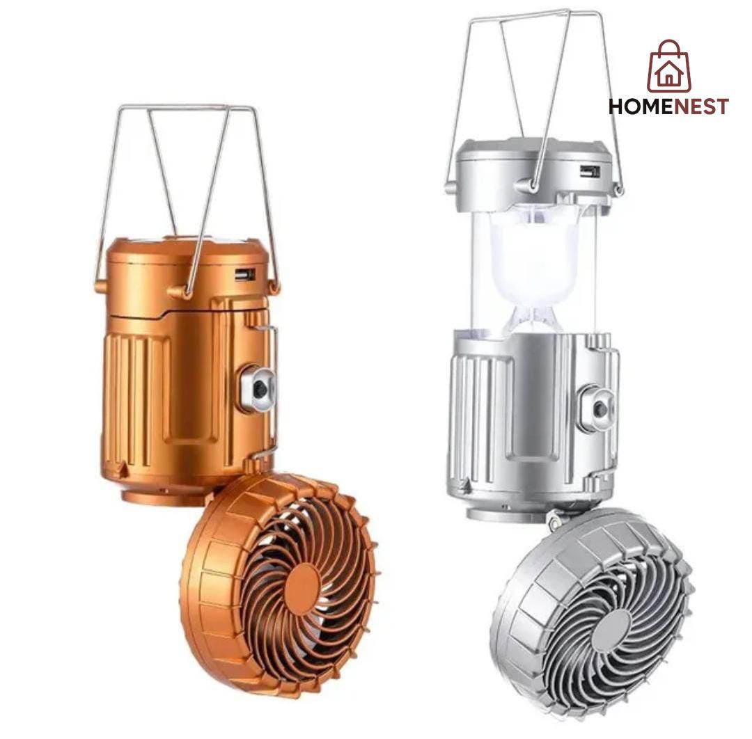 6 in 1 portable outdoor LED camping lantern with fan