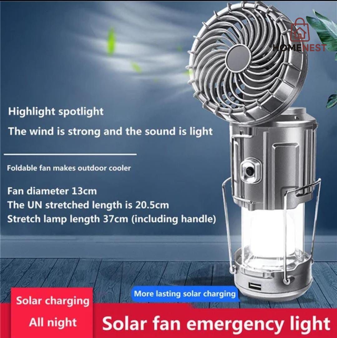 6 in 1 portable outdoor LED camping lantern with fan
