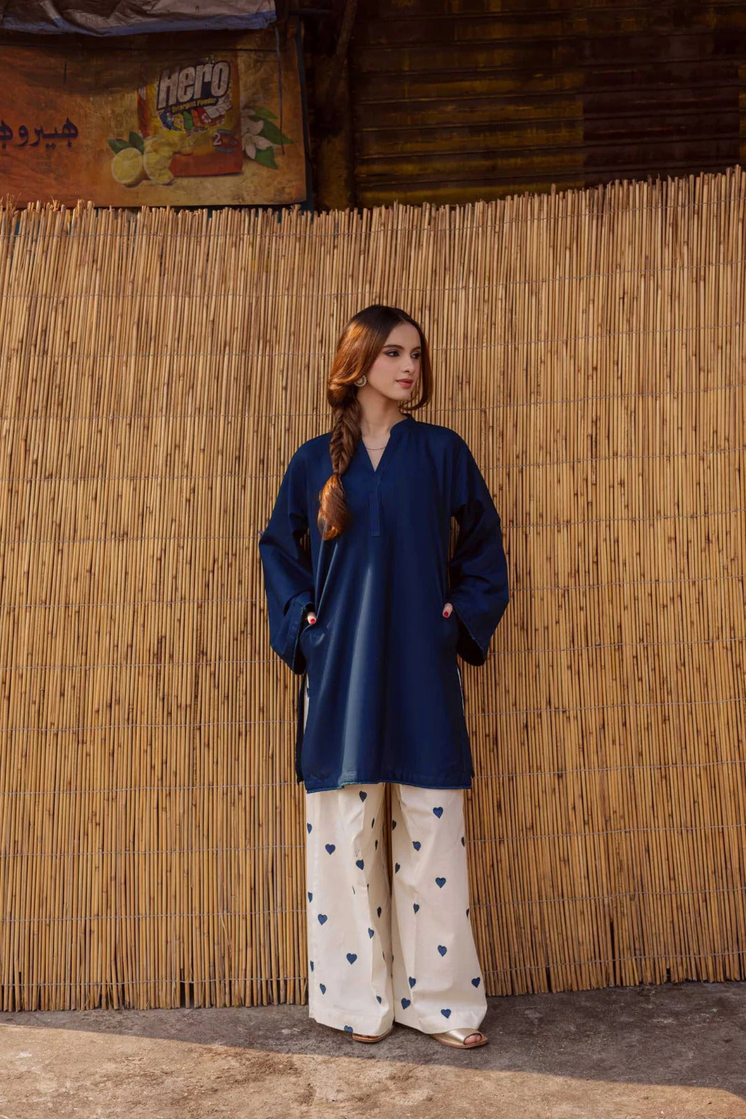 2 Piece Suit for Women – Lace Border Shirt with Heart Embroidery Flapper