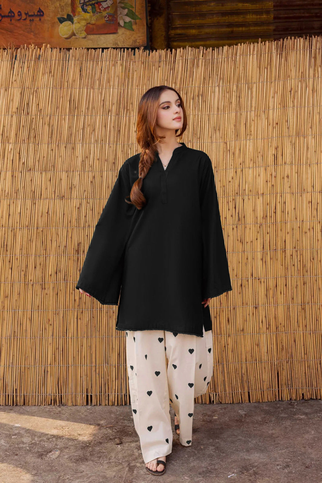 2 Piece Suit for Women – Lace Border Shirt with Heart Embroidery Flapper