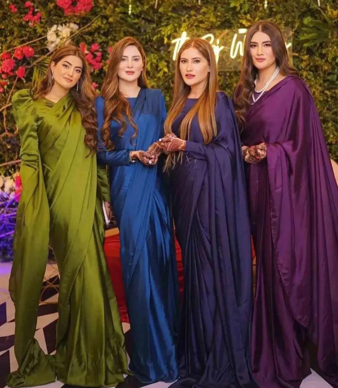 Imported Silk Saree 3 Piece Set – Stitched 7 Yards Saree with Blouse & Petticoat