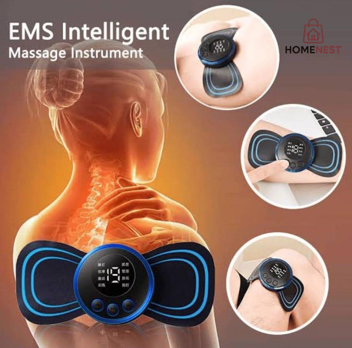 EMS Mini Portable Electric Neck, Back & Body Pain Relief Massager