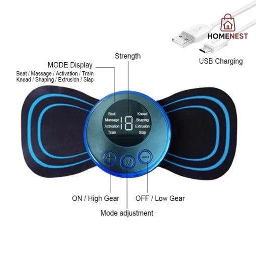 EMS Mini Portable Electric Neck, Back & Body Pain Relief Massager