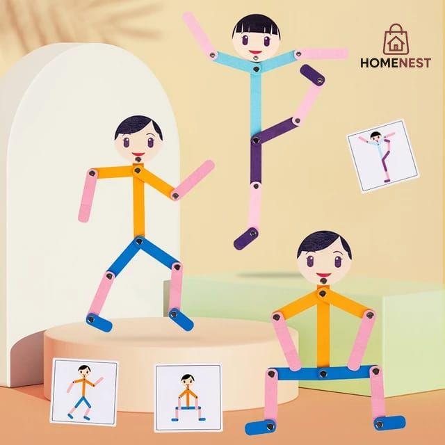 Wooden Flexible Man Puzzle – 48 Patterns