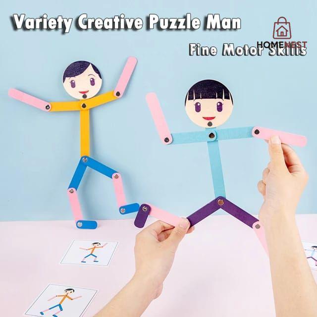 Wooden Flexible Man Puzzle – 48 Patterns