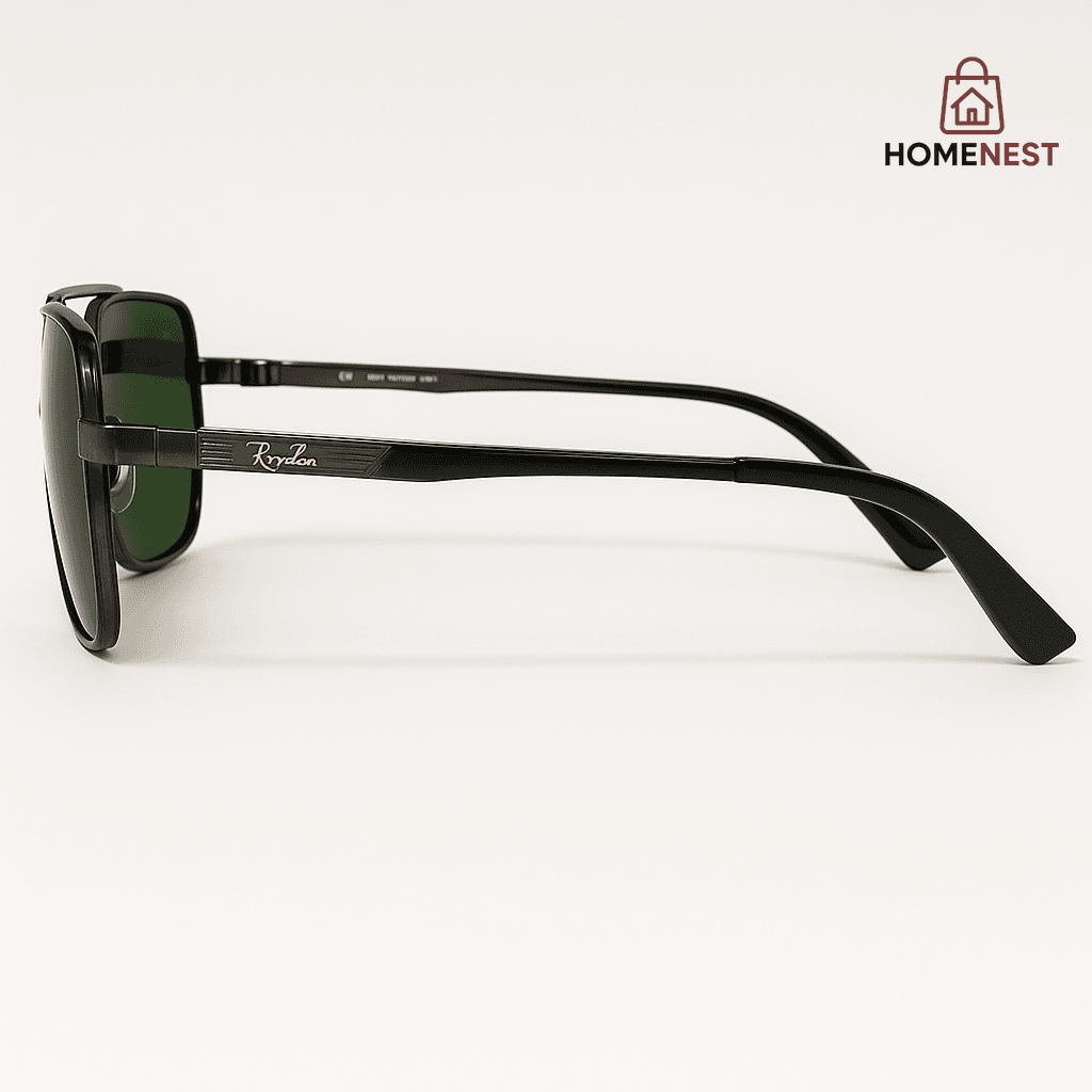 Square Frame Sunglasses with Green Lenses