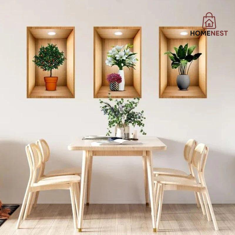 3d Plant Wall Stickers (3pcs Set)