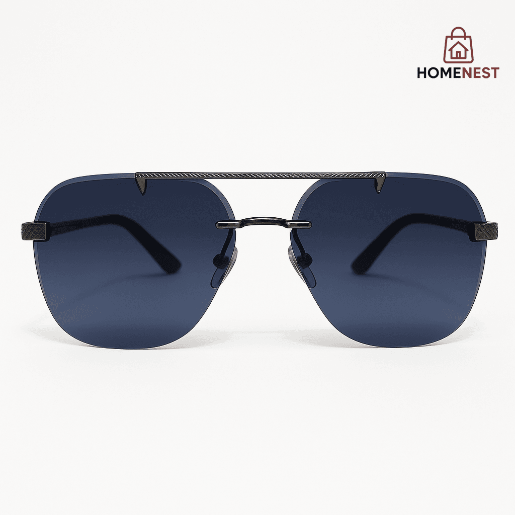 Luxury Rimless Sunglasses – Gradient Blue Lenses