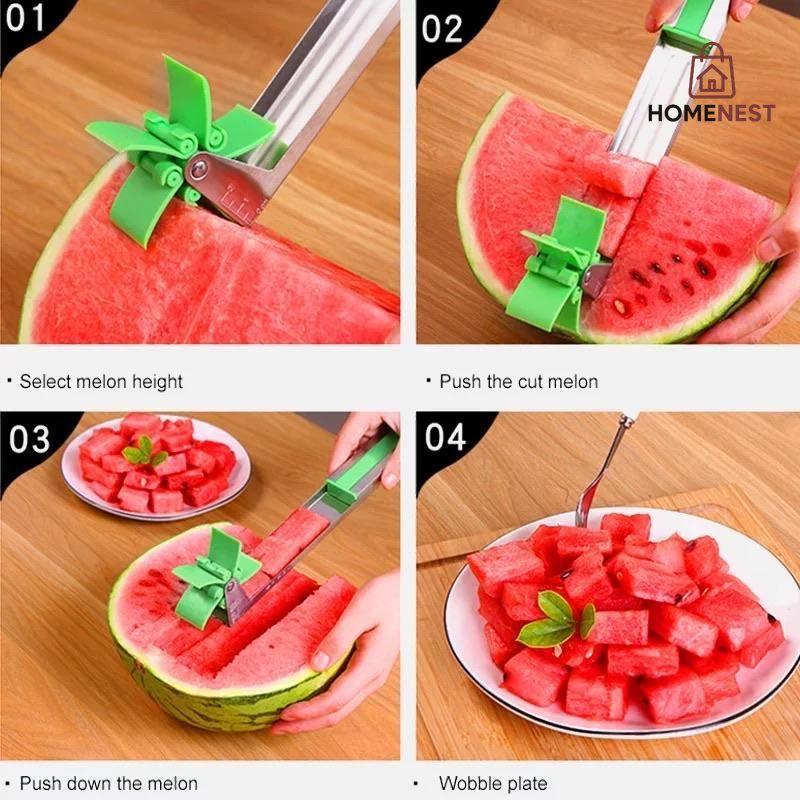Multi Color Stainless Steel Watermelon Cutter Fruit Green Slicer,