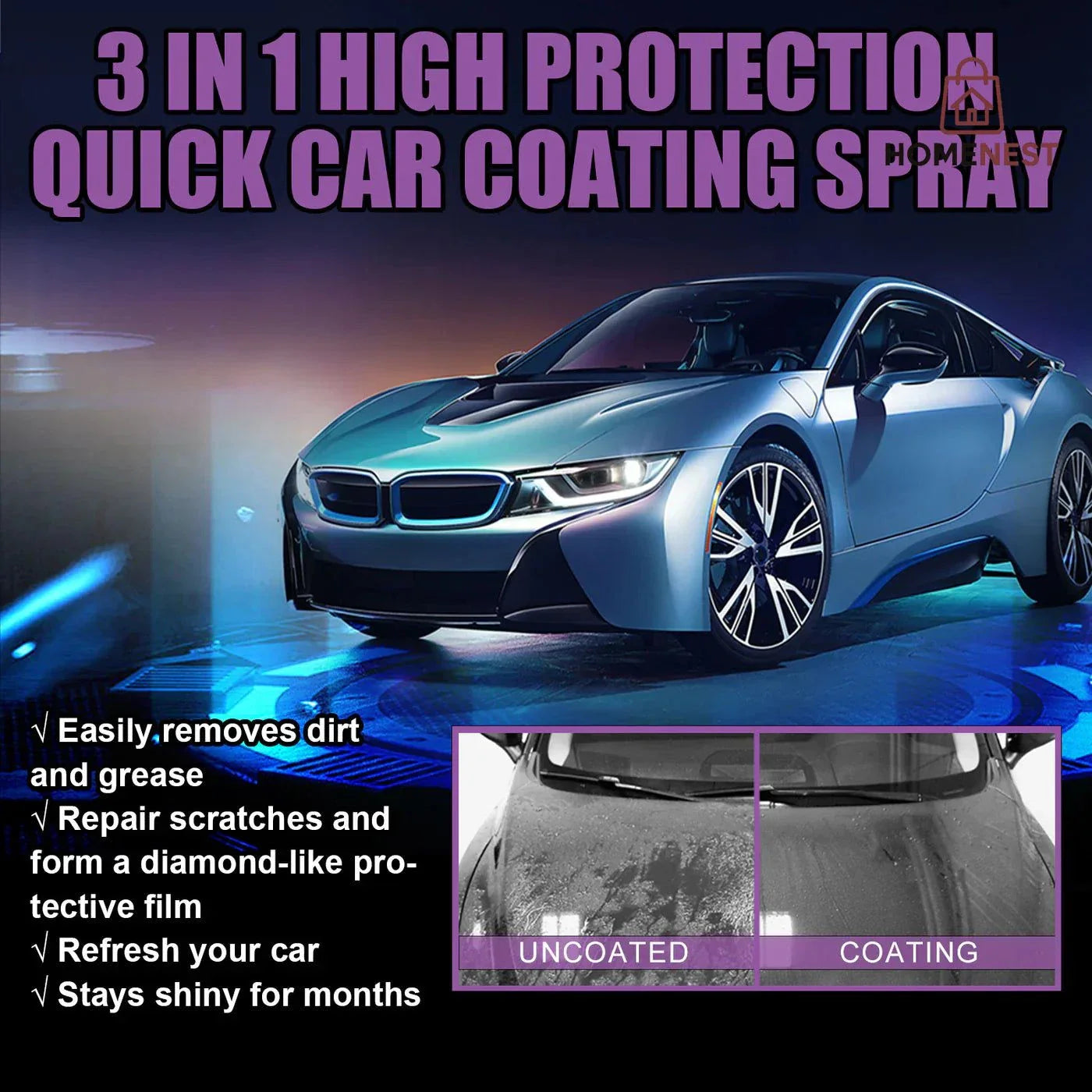 Dontump.pk ™ - 3 In 1 High Protection Quick Car Coating Spray (100 Ml)