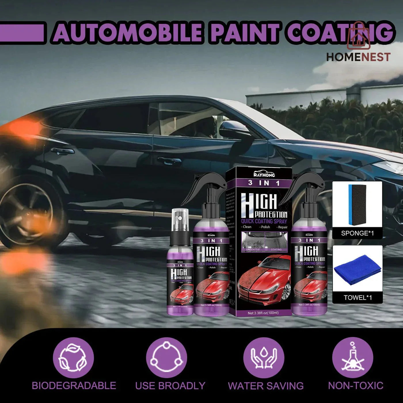 Dontump.pk ™ - 3 In 1 High Protection Quick Car Coating Spray (100 Ml)