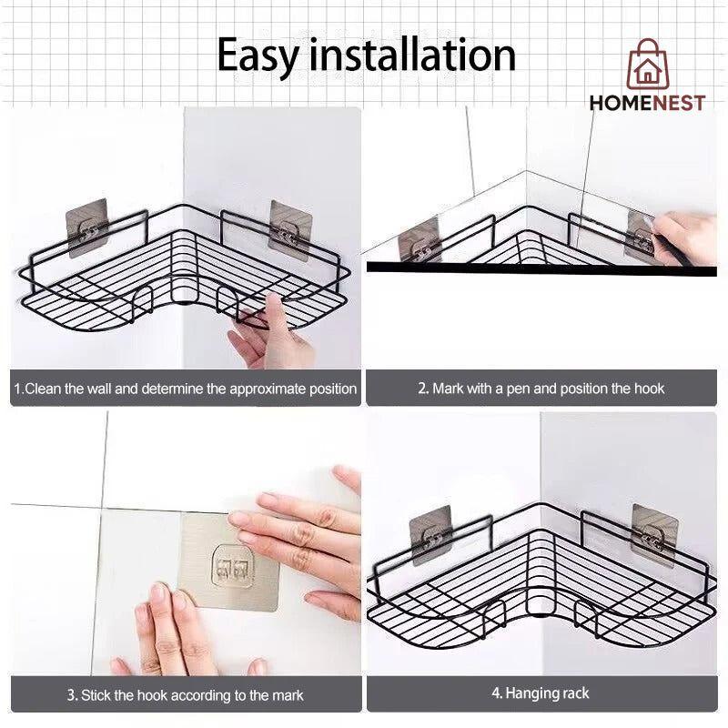 Self-Adhesive Bathroom Corner Rack