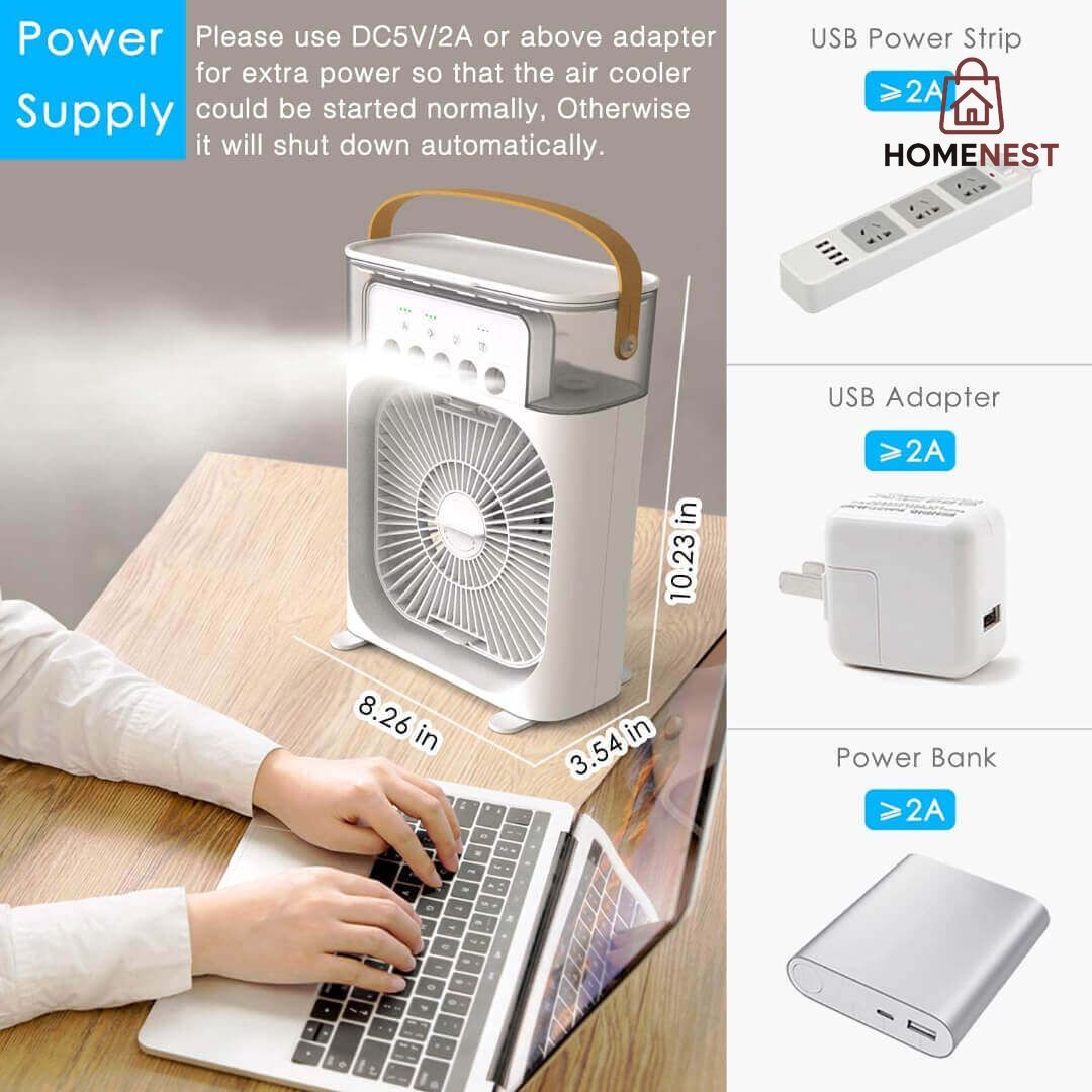 Portable Air Conditioner Water Mist Cooler Fan