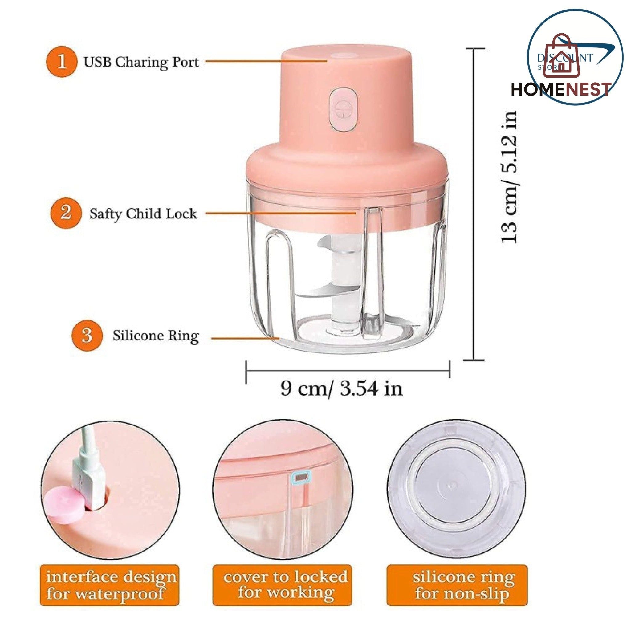 Rechargeable Electric Bowl Food Chopper (250ML)