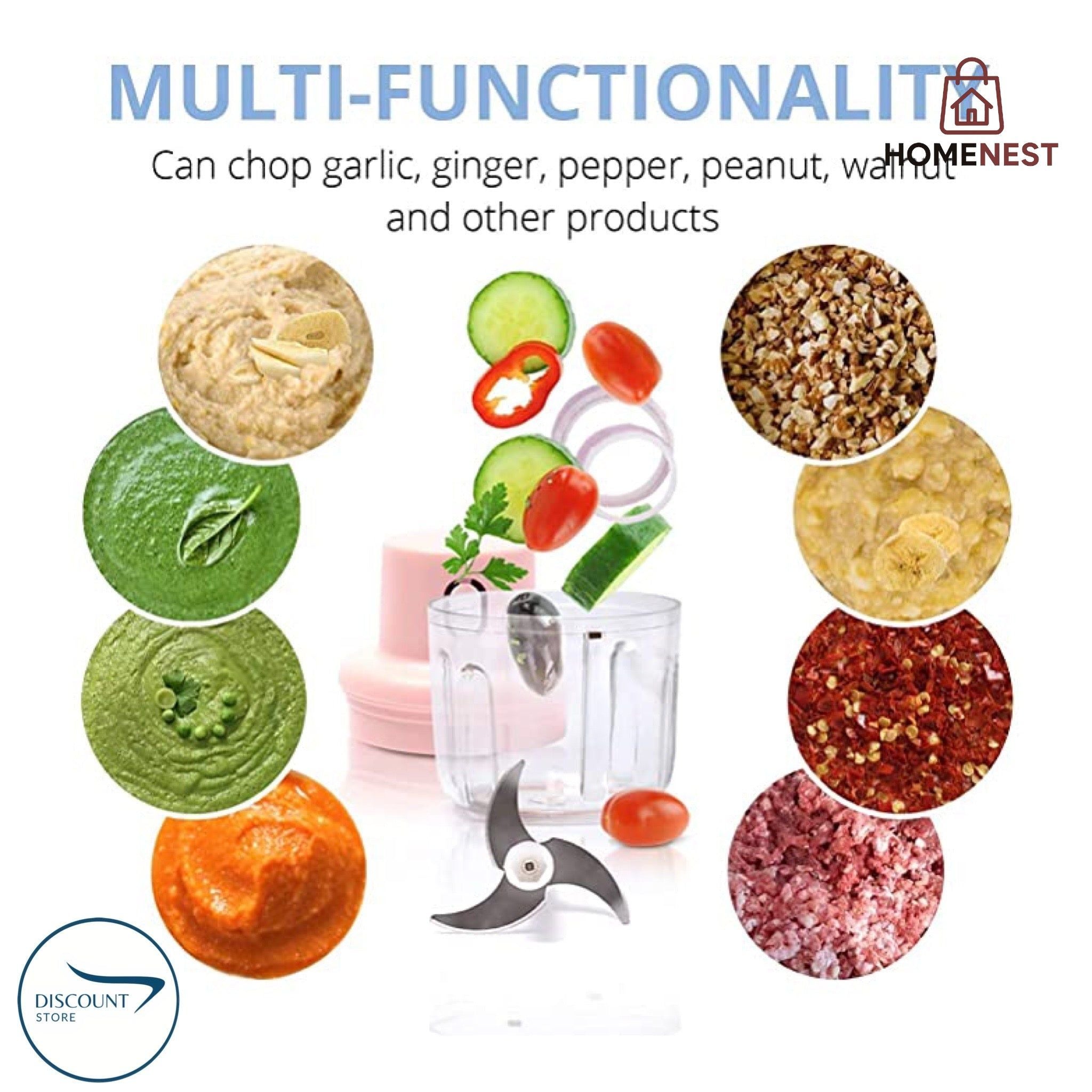 Rechargeable Electric Bowl Food Chopper (250ML)