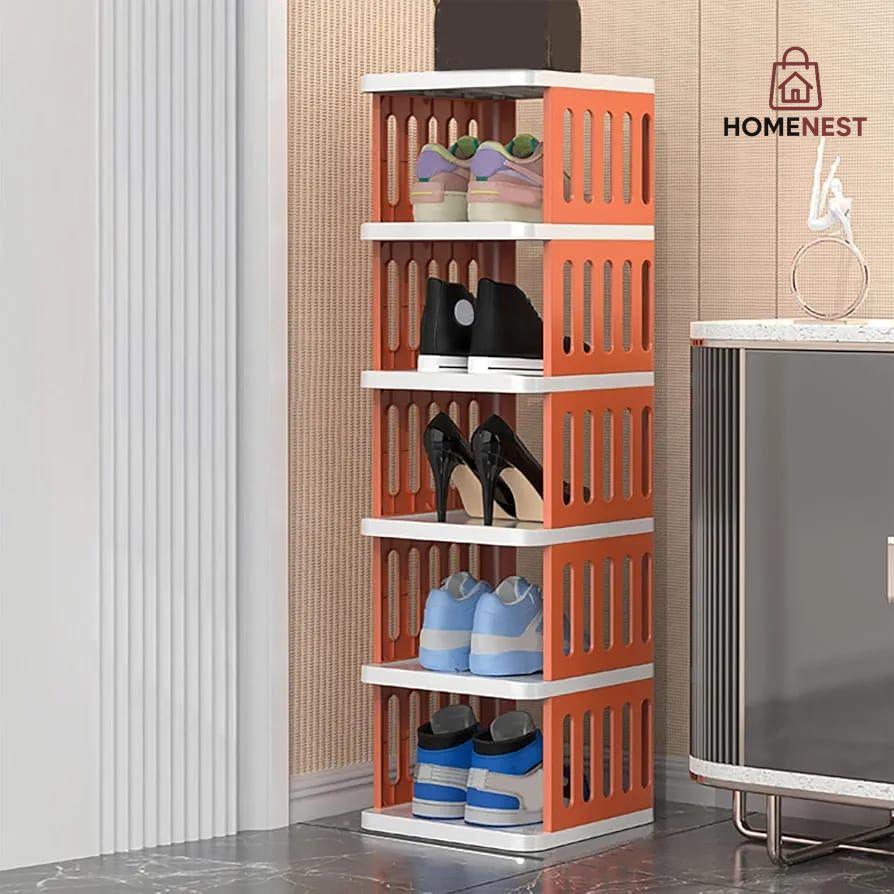Multi-Tier Stackable Shoe Rack Organizer - Modern 5-Tier Shoe Storage Unit - Easy Assembly & Durable Design