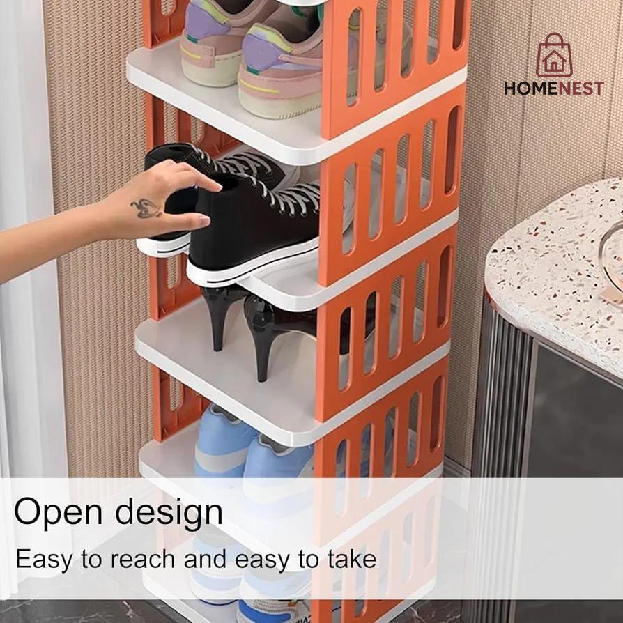Multi-Tier Stackable Shoe Rack Organizer - Modern 5-Tier Shoe Storage Unit - Easy Assembly & Durable Design