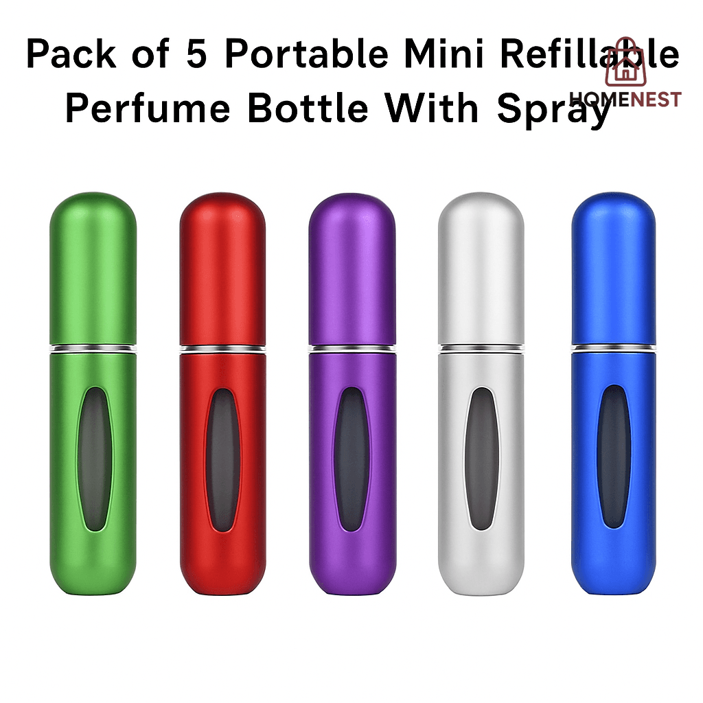 Pack of 5 Portable Mini Refillable Perfume Bottle With Spray.