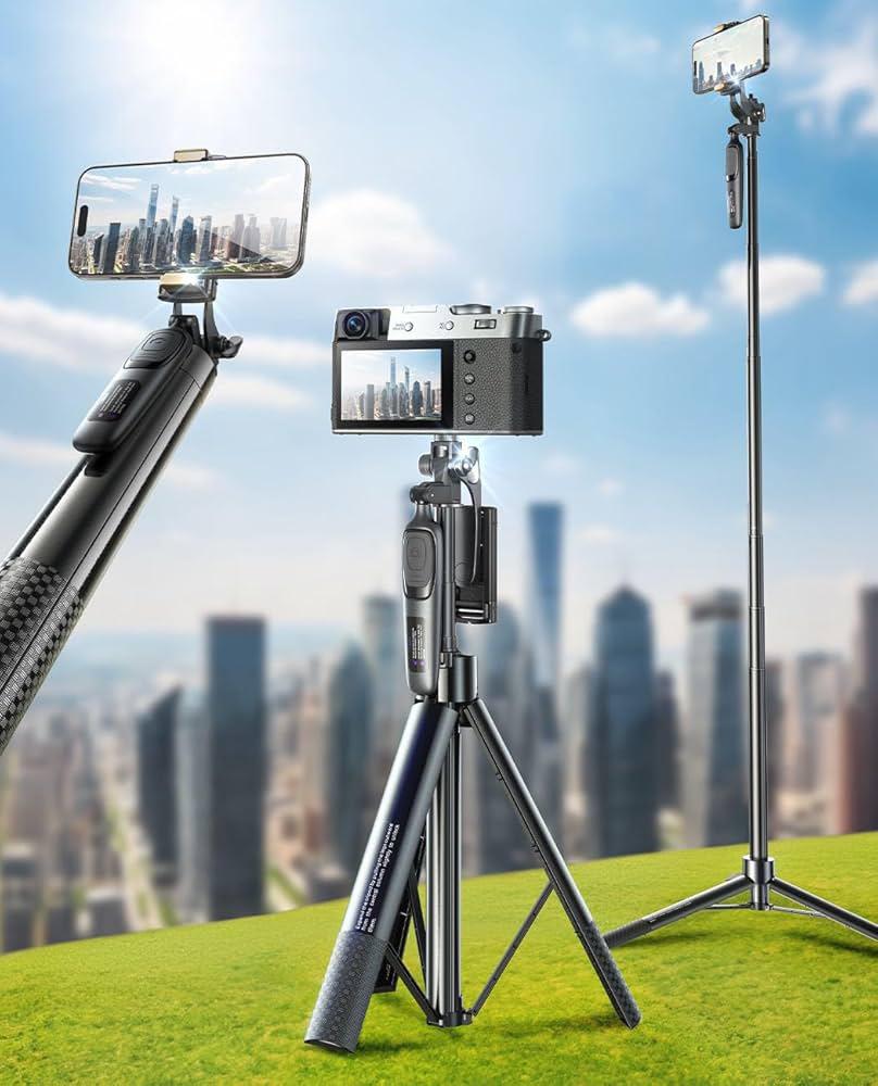 LISEN 67 Selfie Stick & Tripod for All  IPONE & Android All in One 360 Rotation Cell Phone Tripod Stand with Remote for Vlogging/TikTok/Photo,